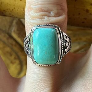 Natural Royston Turquoise Sterling Silver Eagle Ring Size 7